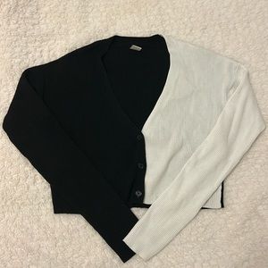 Black and white colour block cardigan - XS